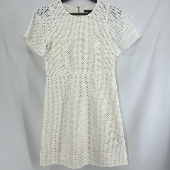 J. CREW A-Line Dress Eyelet Keyhole Back Size 6P White Easter Spring Bohochic - Picture 1 of 6